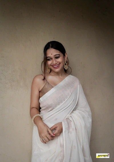 White Zari Saree