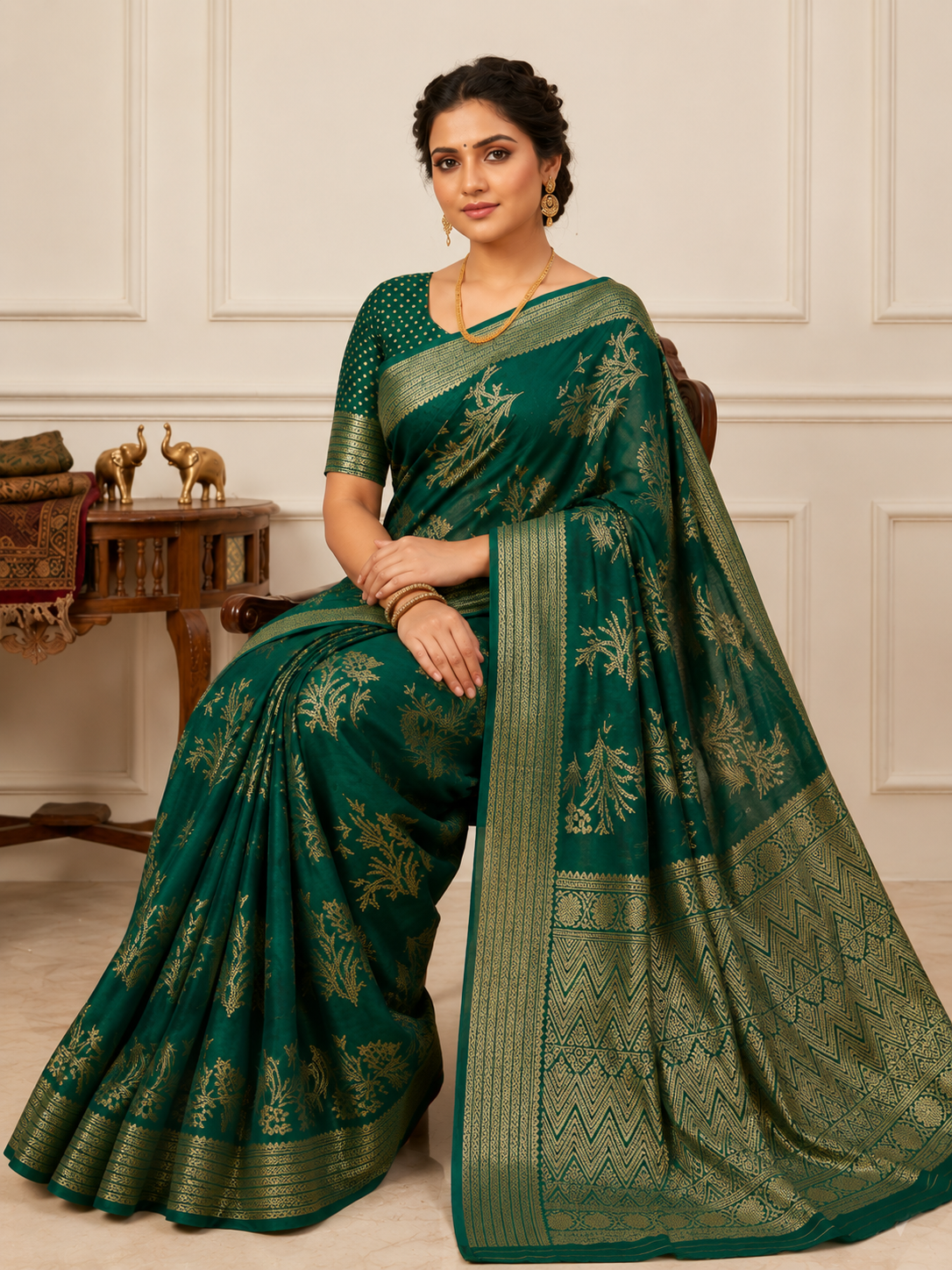 Graceful Floral Woven Saree