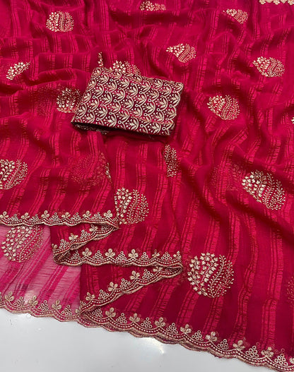 Pure Moss Georgette Embroidery Saree with Embroidered Blouse – Soft Lightweight Party Wear Saree