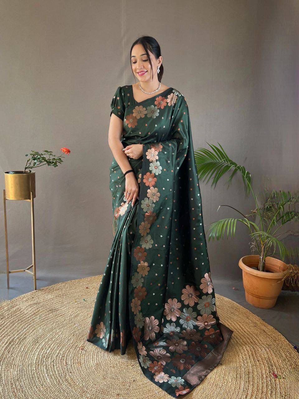 Green Floral Saree
