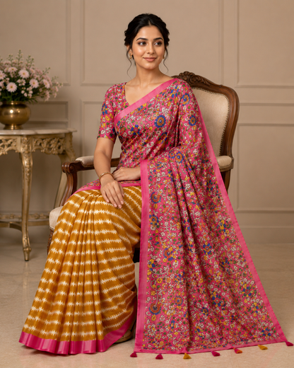 Rangriti – Soft Linen Cotton Printed Saree