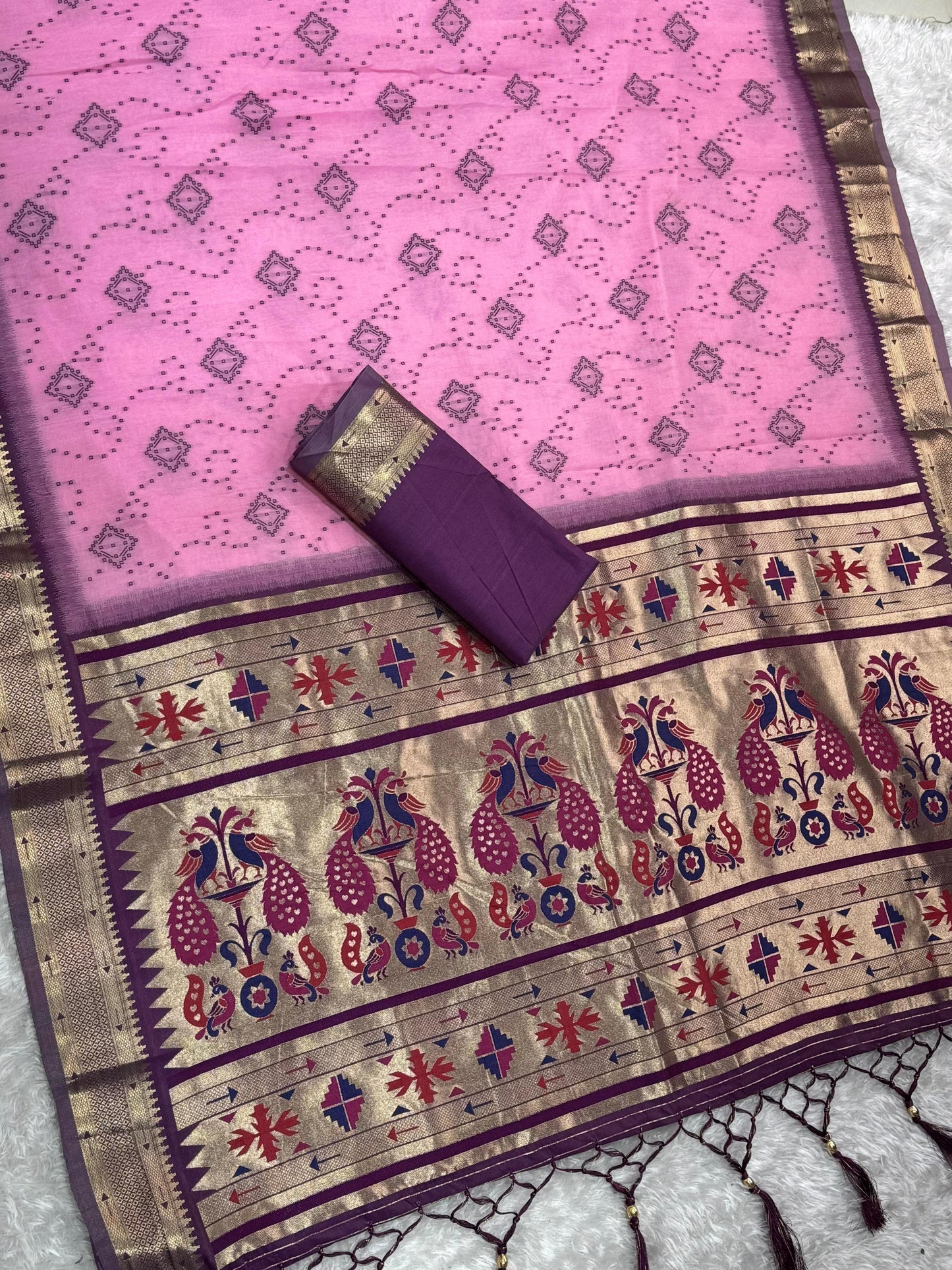 AARU Cotton Weaving Saree with Rich Pallu