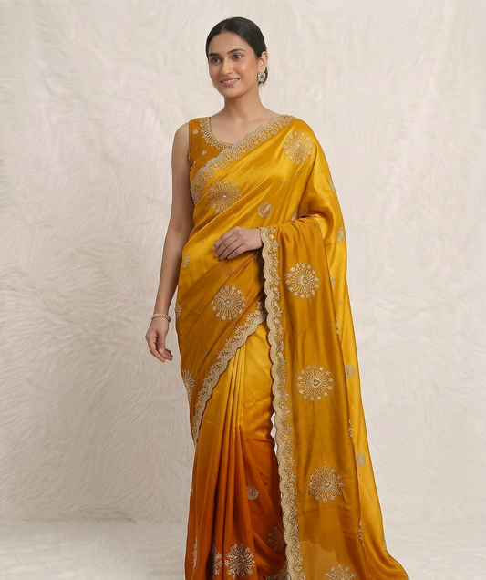 Elegant Dual Tone Silk Saree with Zari Motifs & Designer Border