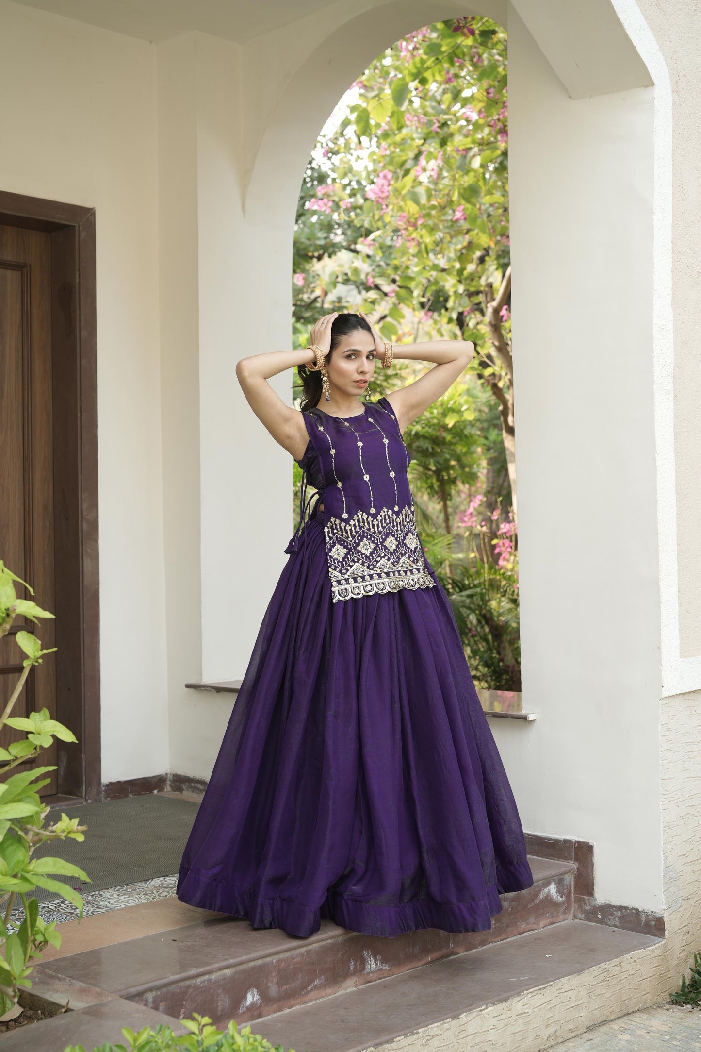 Designer Fendy Lehenga With Beads Work Koti Jacket And Stitched Blouse Set