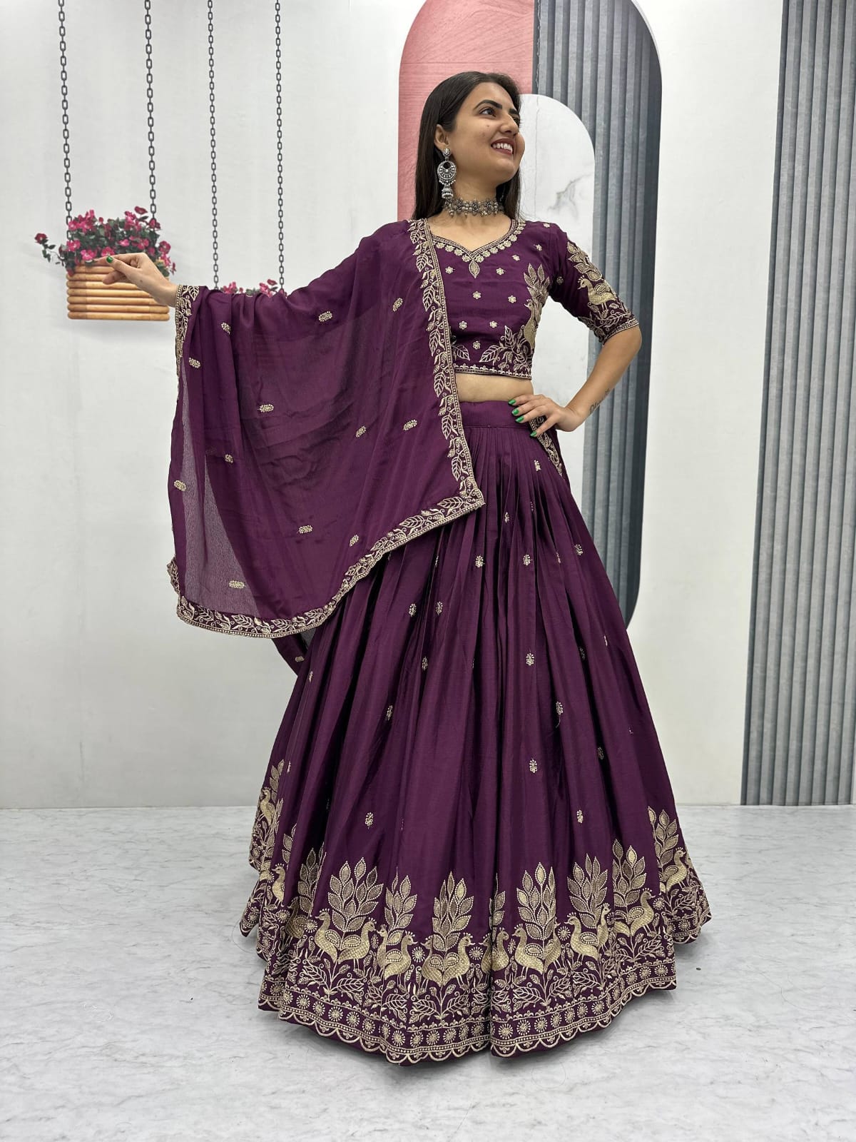 Festival Wear Chinon Lehenga Choli Set