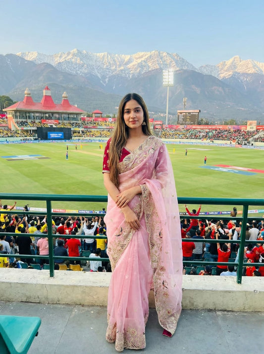 Zimmy Choo Silk Embroidery Saree with Heavy Border