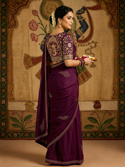 Star Georgette Saree with Swarovski Work & Heavy Beads Work Designer Blouse