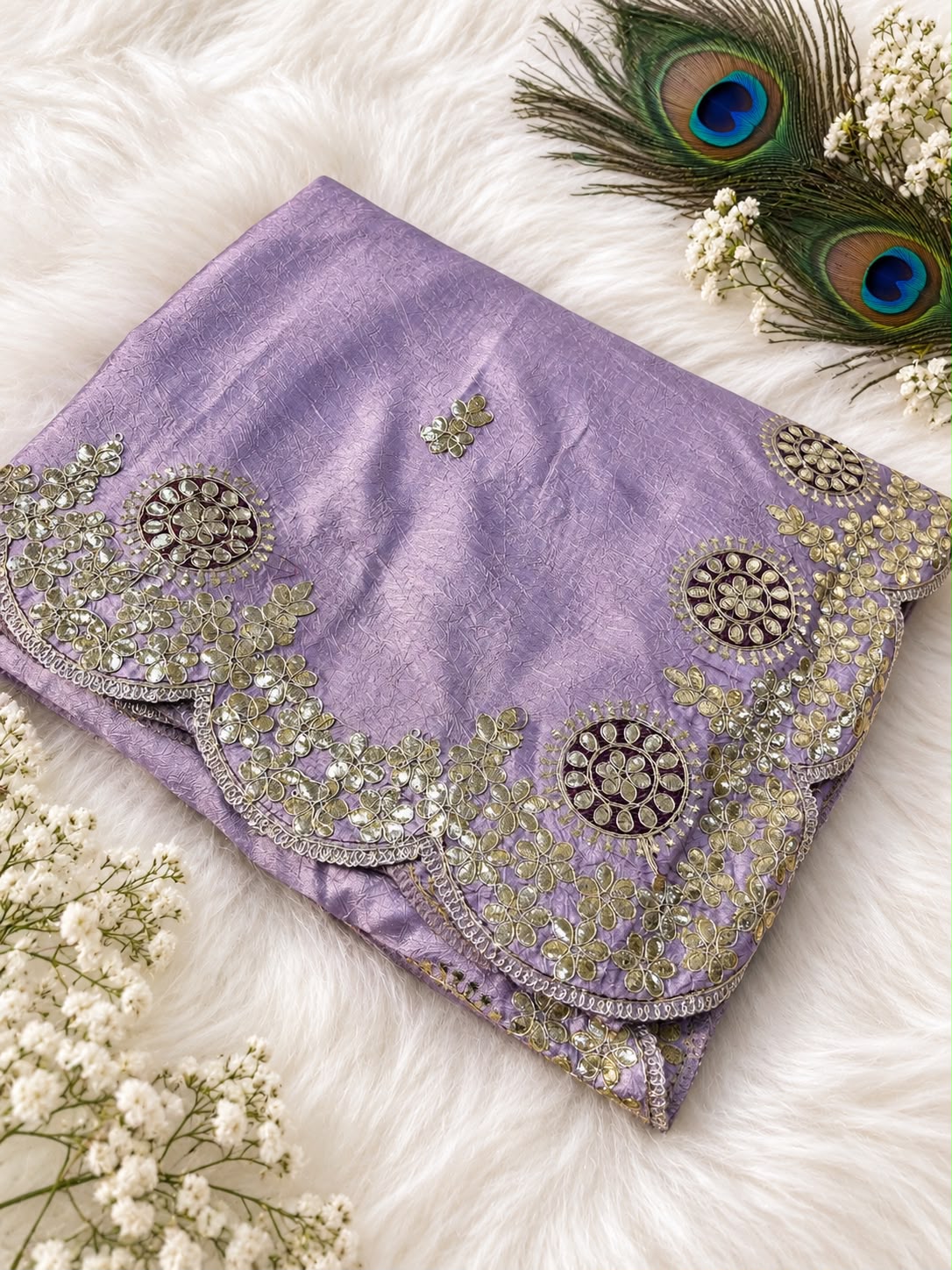 Soft Casino Crush Saree with Heavy C-Pallu Gotapatti Foil Work