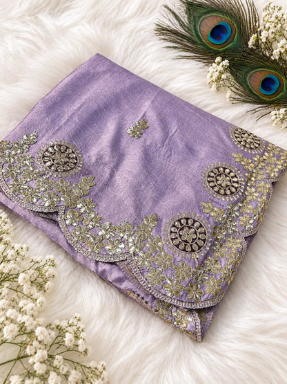 Soft Casino Crush Saree with Heavy C-Pallu Gotapatti Foil Work