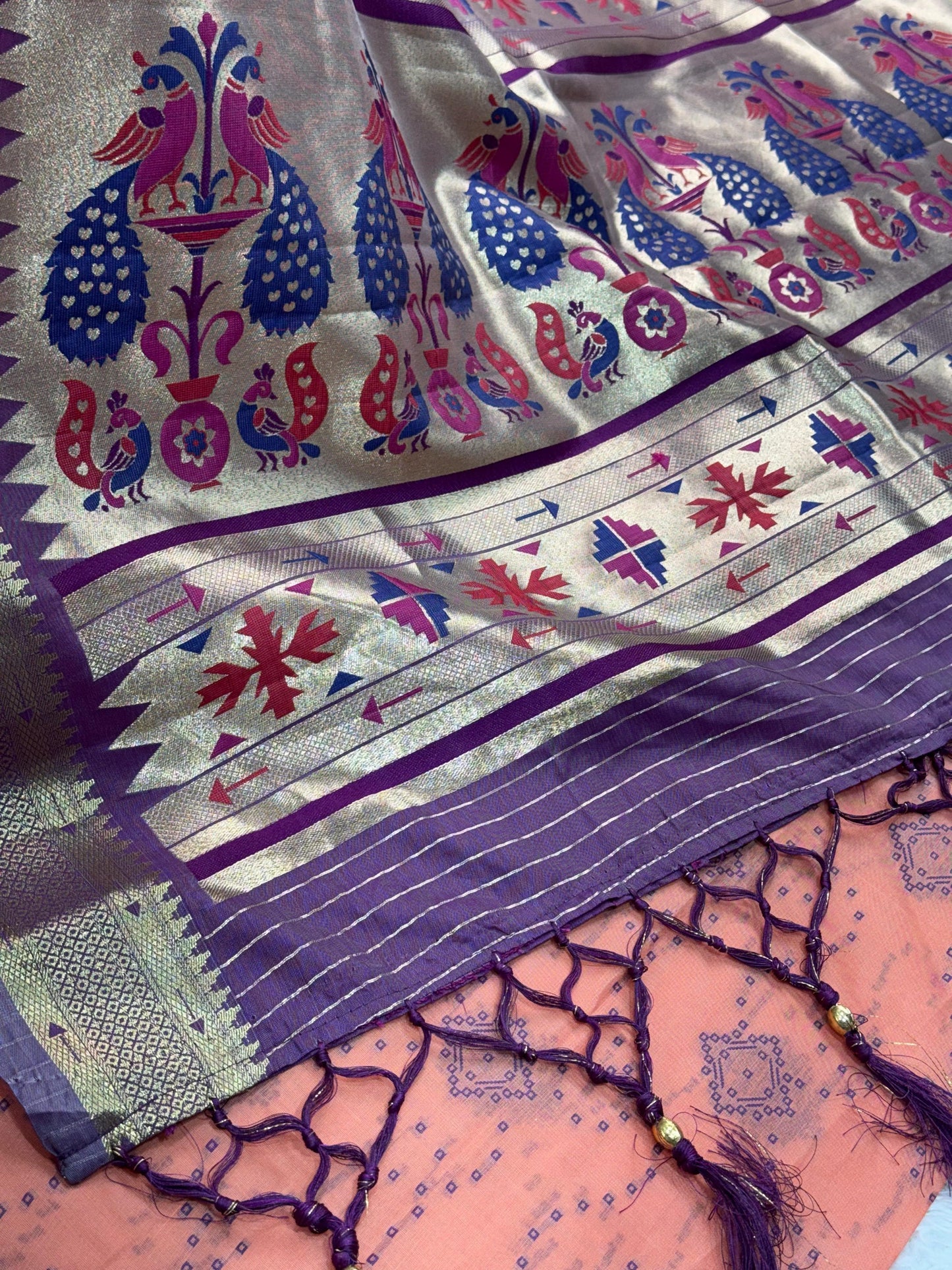 AARU Cotton Weaving Saree with Rich Pallu