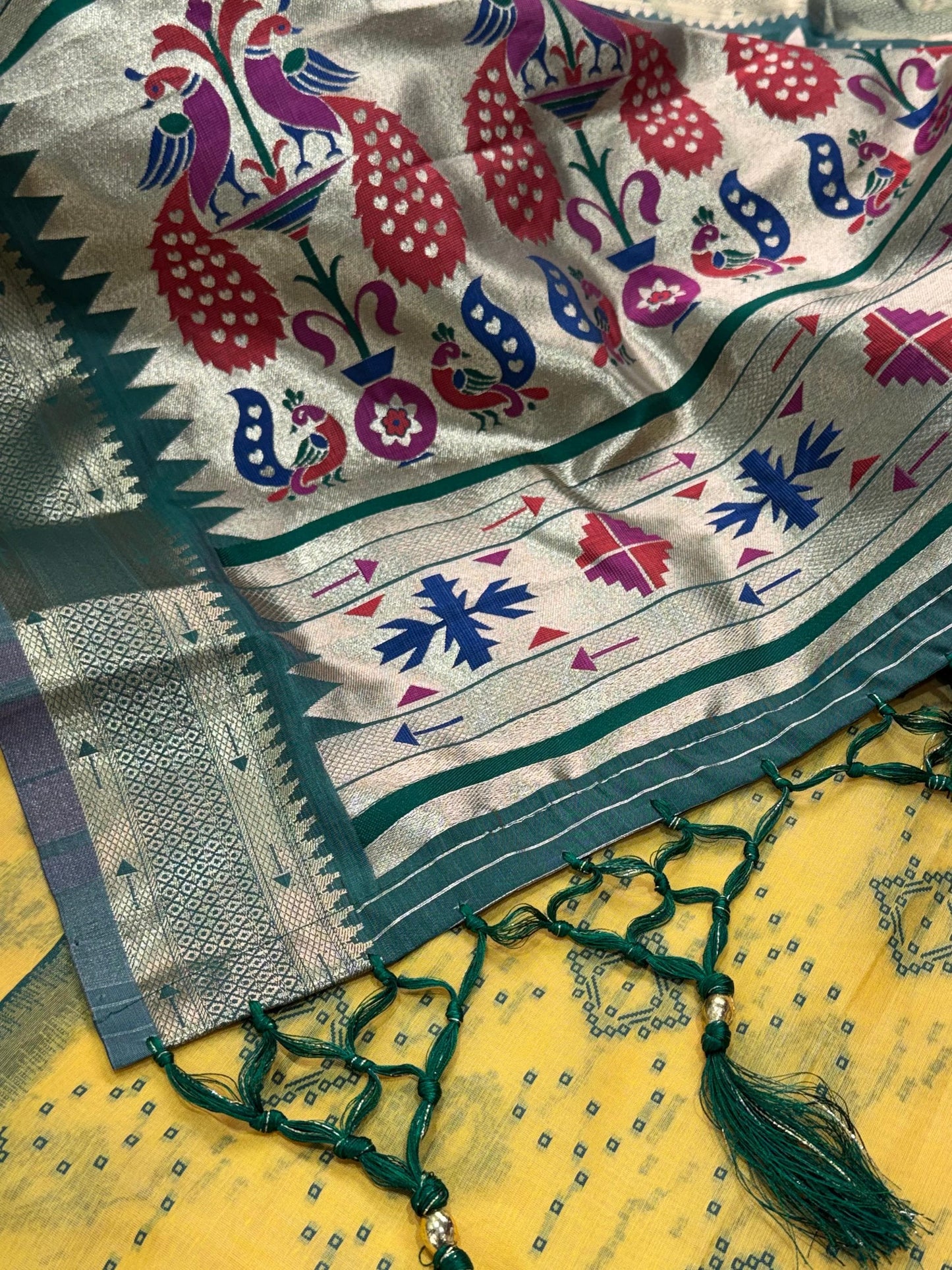 AARU Cotton Weaving Saree with Rich Pallu