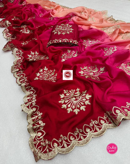 Elegant Dual Tone Silk Saree with Zari Motifs & Designer Border