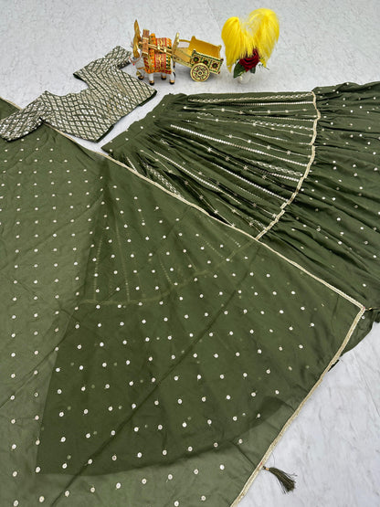 Wedding Special Star Georgette Embroidery Sequence Lehenga Choli Set | Fully Stitched