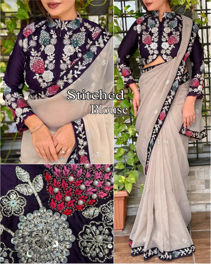 Nivea Designer Embroidery Saree