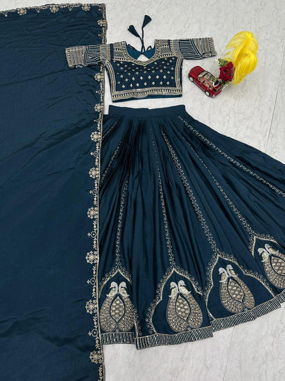Premium Chinon Silk Embroidered Lehenga Choli With Dupatta – Festival Wear