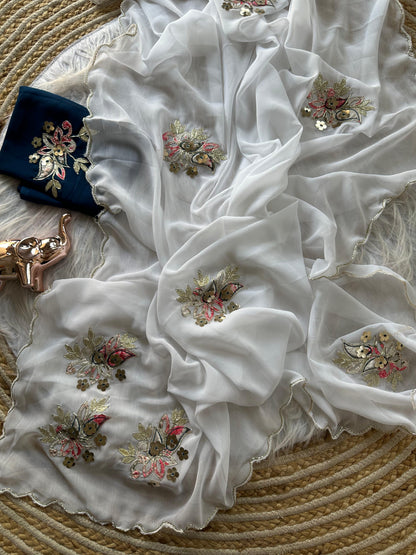 Designer Star Georgette Saree with Patch Work & Aarco Border