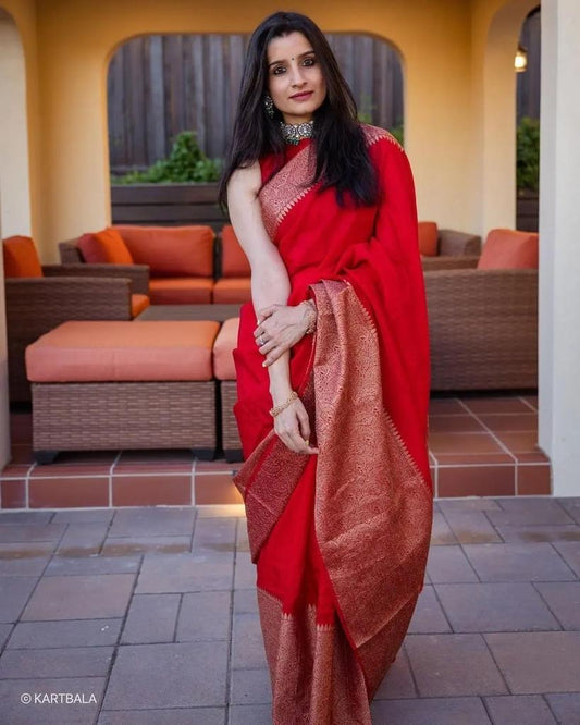 Royal Maroon Silk Saree with Rich Gold Border