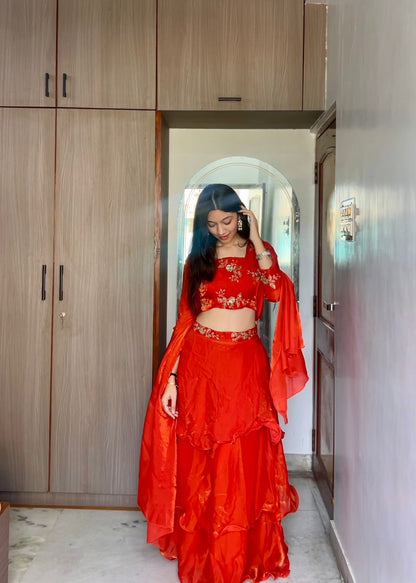 3-Piece Party Wear Lehenga Set