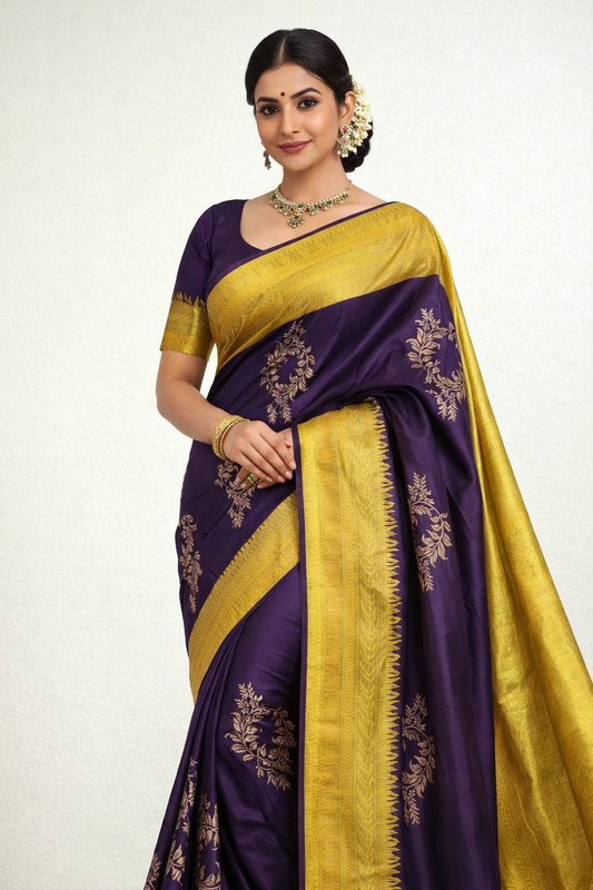 Purple Jacquard Saree
