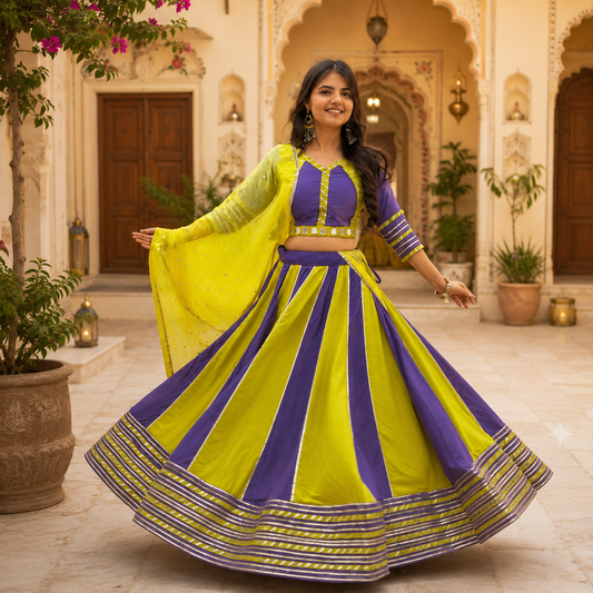 Navratri Special Pure Cotton Lehenga Choli Set | 6 Meter Flair | Real Hand Work | Festival Wear