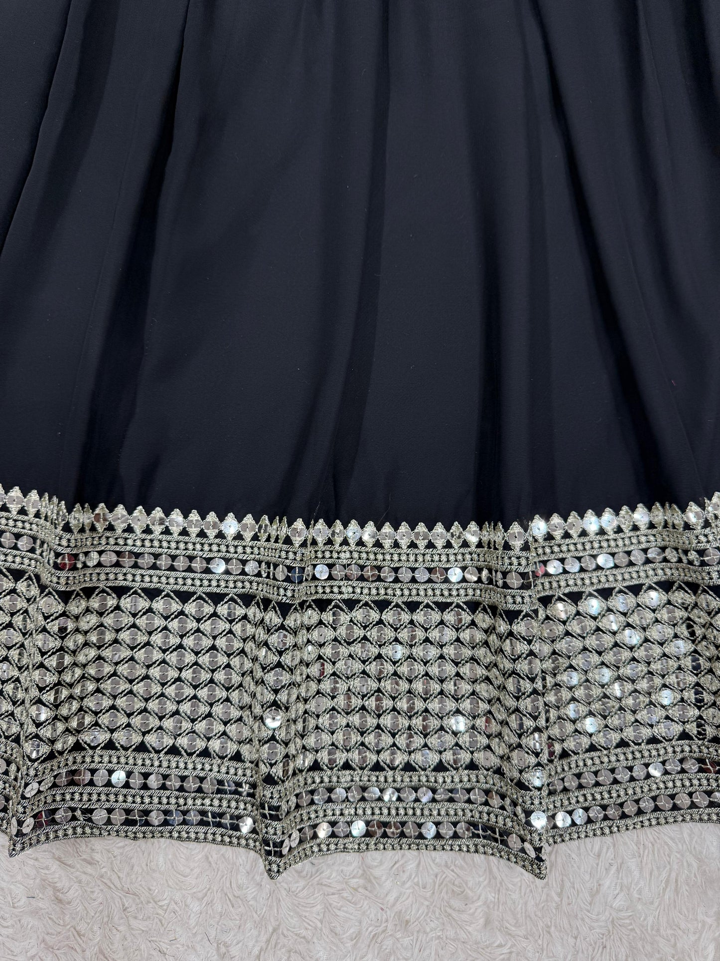 Black Faux Georgette Sequins Lehenga Choli Set