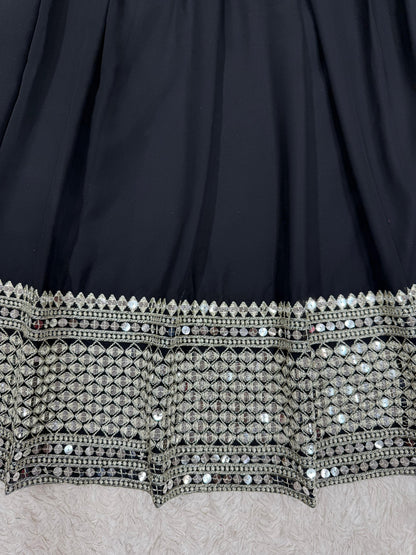 Black Faux Georgette Sequins Lehenga Choli Set