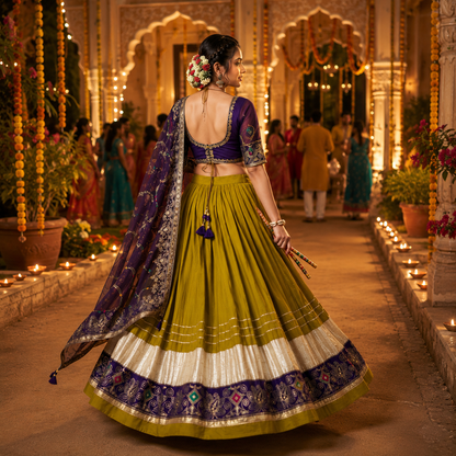 Navratri Special Pure Cotton Lehenga Choli Set | 6 Meter Flair | Heavy Embroidery Work | Fox Georgette Dupatta