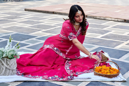 Pure Satin Chiffon Embroidery Wedding Saree with Latkan & Mono Silk Blouse – Festival Special