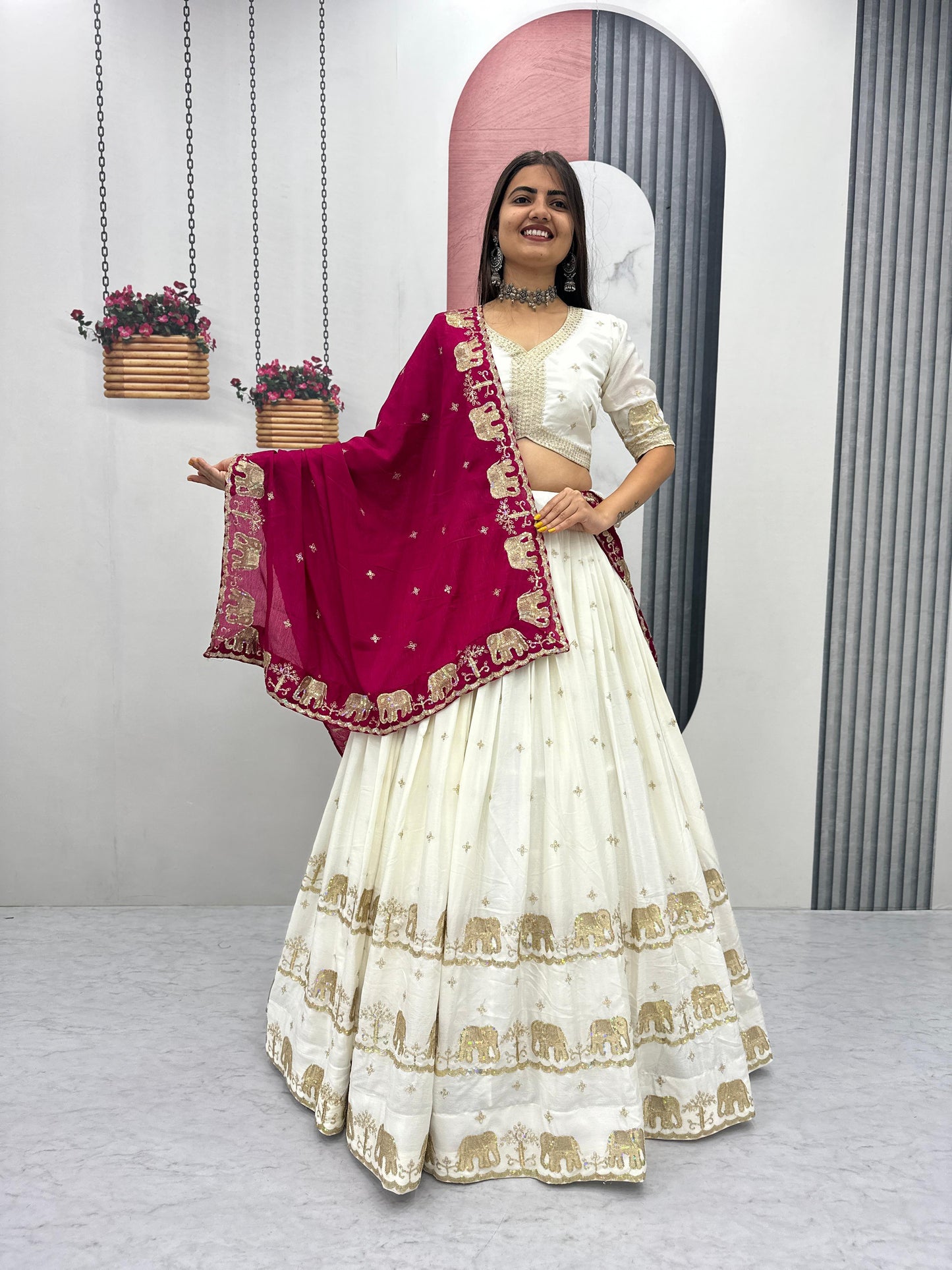 Pure Chinon Embroidered Festival Lehenga Choli Set
