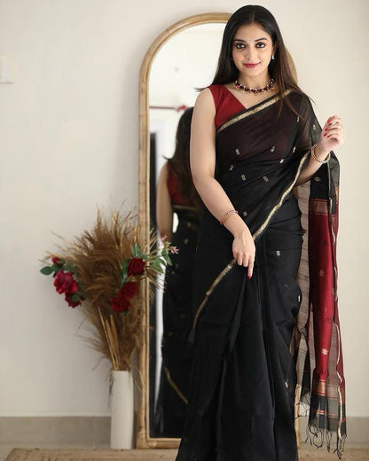 Black Maroon Festive Saree
