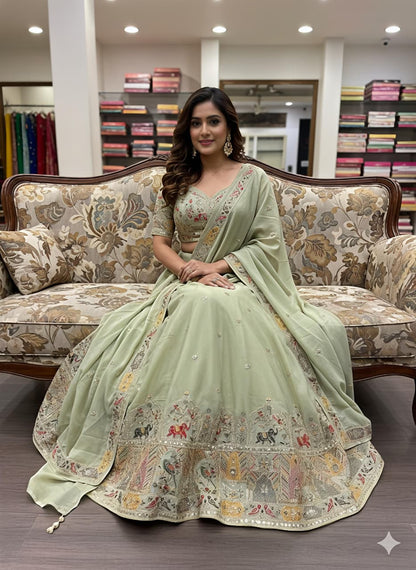Heavy Embroidery Star Georgette Lehenga Choli Set