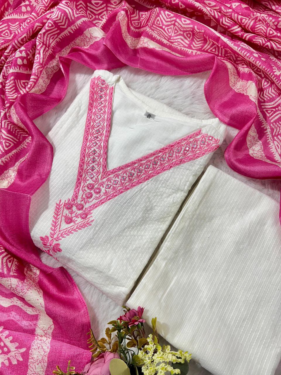 Premium Cotton Kurti Pant Dupatta Set