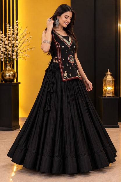 Navratri Special Pure Khadi Cotton Lehenga Choli with Embroidered Dupatta | 6+ Meter Flair