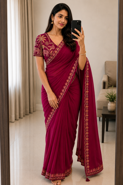 Best Selling Star Georgette Embroidery Saree Collection