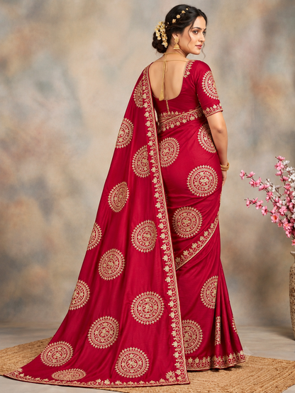 Premium H.O Silk Saree with Gotafoil Butta, C-Pallu & Cut Work Border