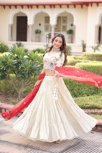 Premium Cosmos Silk Heavy Flair Lehenga Choli With Designer Dupatta (12 Meter Flair)