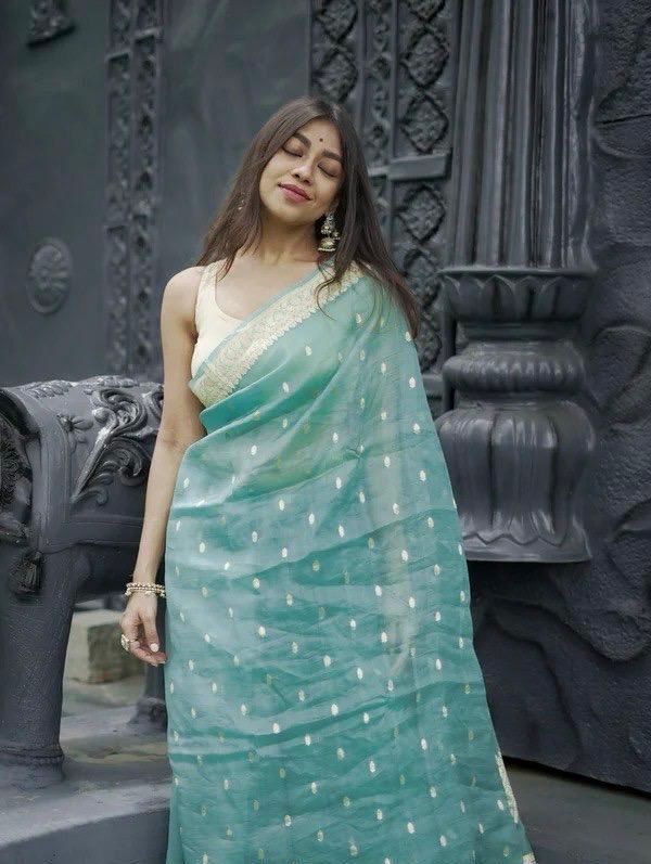 Mint Green Zari Saree