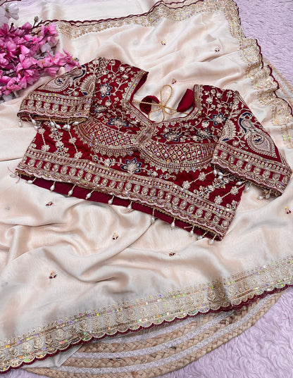 Premium Rangoli Silk Saree with Embroidery Work & Designer Blouse