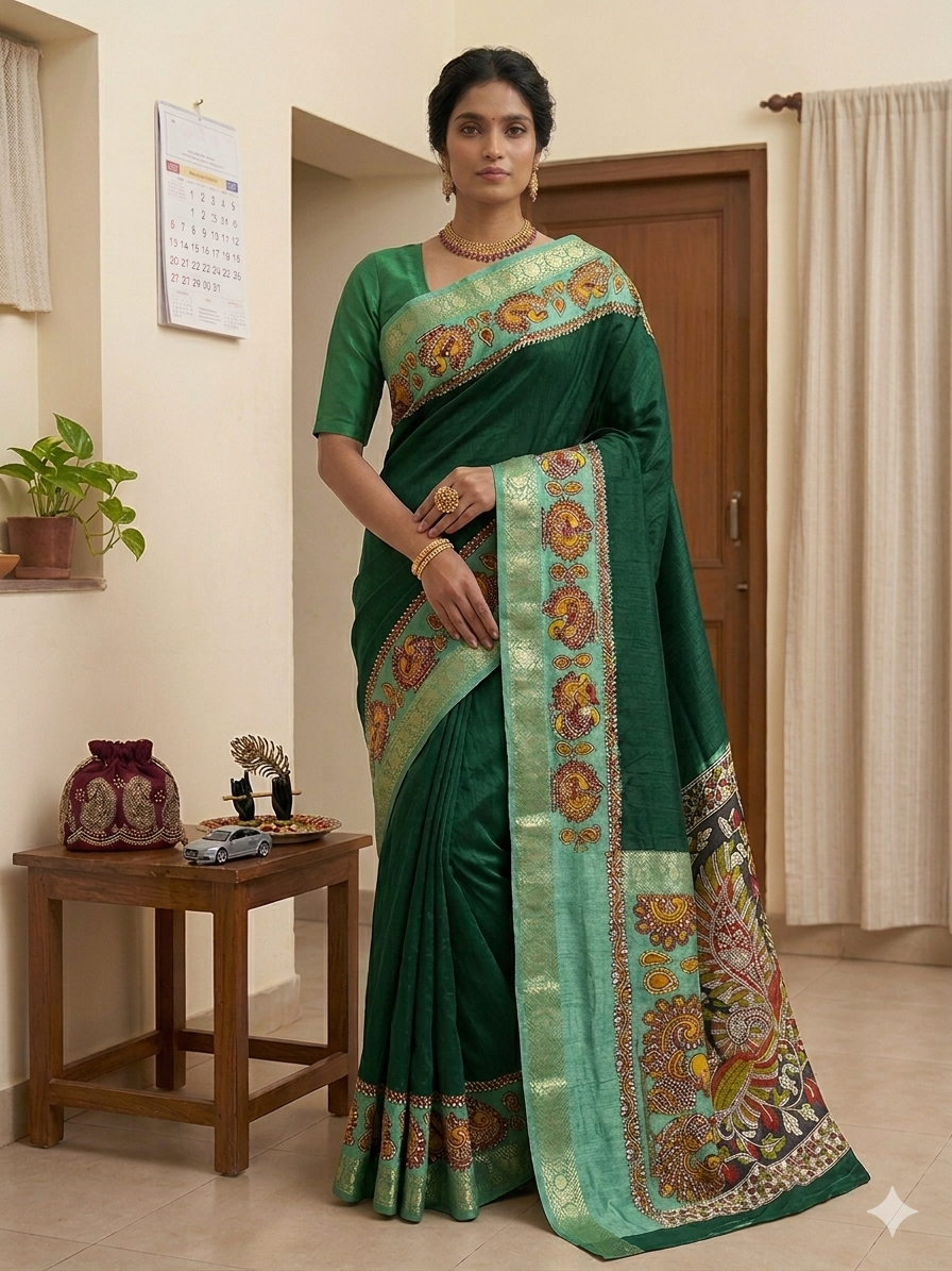 Mangalagiri Mulmul Cotton Saree with Floral Print & Jacquard Border | Lightweight Daily & Festive Wear
