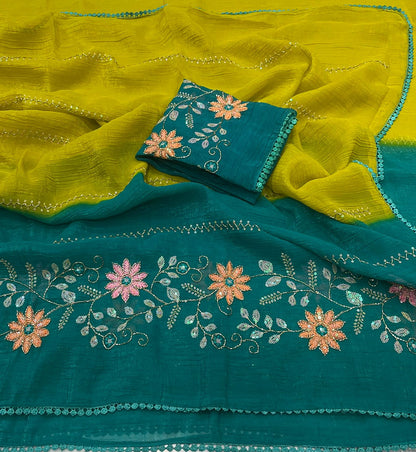 New Arrival Crunchy Pedding Embroidery Saree Collection