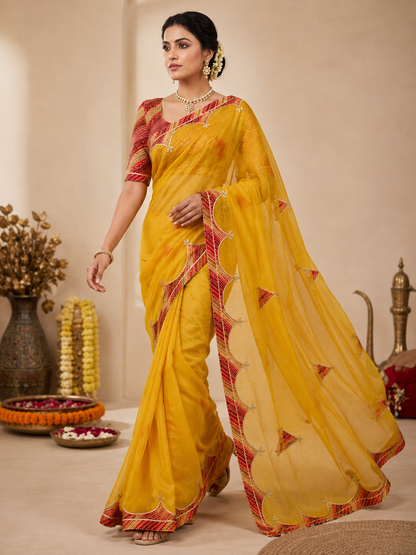 Cotton Kota Doriya Saree with Kacchi Gotapatti Work & Butta | Designer Saree