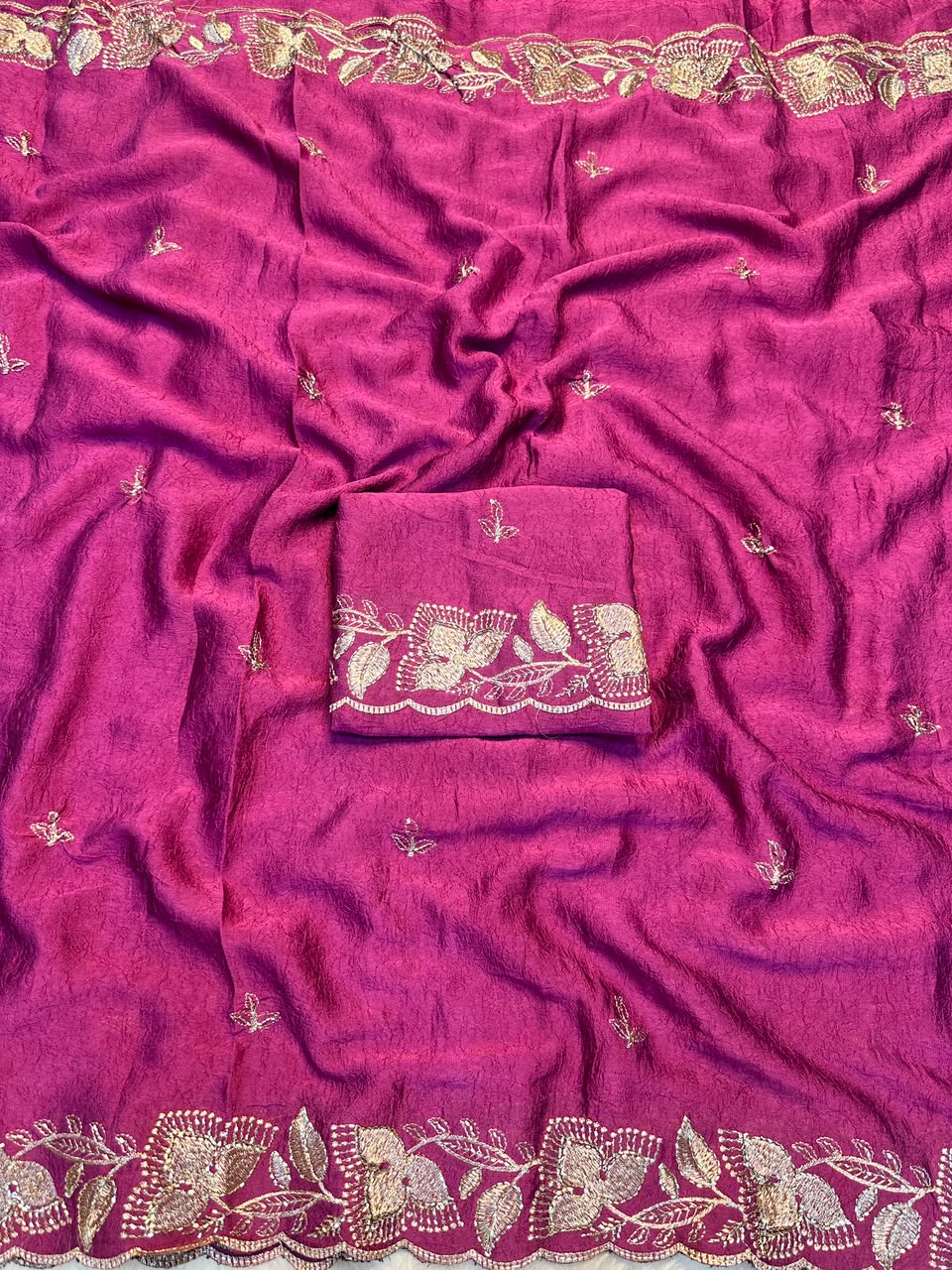 Soft Rangoli Crush Silk Saree with Heavy Sequence & Bits Embroidery | Party Wear Designer Saree