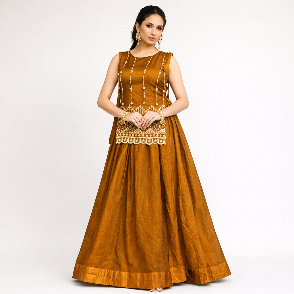 Designer Fendy Lehenga With Beads Work Koti Jacket And Stitched Blouse Set