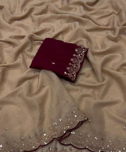 Star Georgette Sequence Embroidery Saree