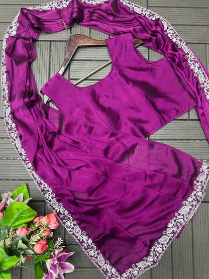 Heavy Rangoli Ready to Wear Saree with Embroidery Sequence Koti