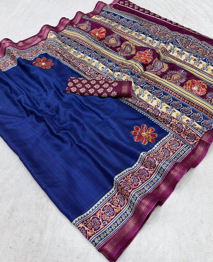 Premium Mul Cotton Printed Saree with Mirror Work & Designer Border