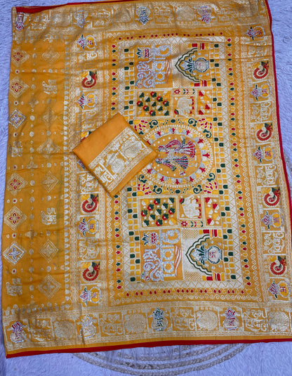 Wedding Special Dola Silk Designer Saree with Zarkhan Work