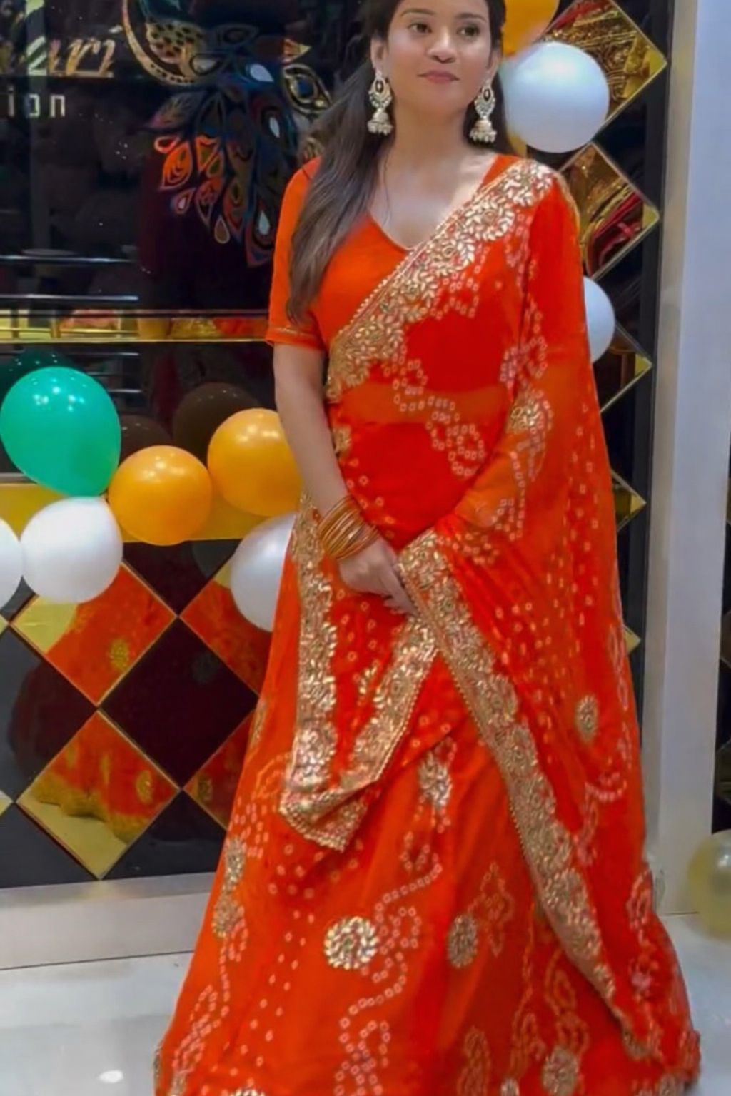 Bandhani Print Embroidered Lehenga Choli Set