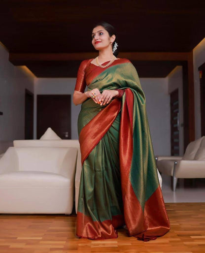 Green Red Silk Saree