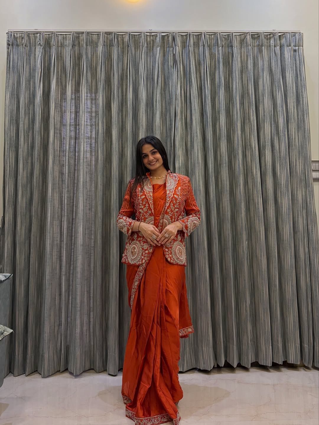 Heavy Rangoli Ready to Wear Saree with Embroidery Sequence Koti